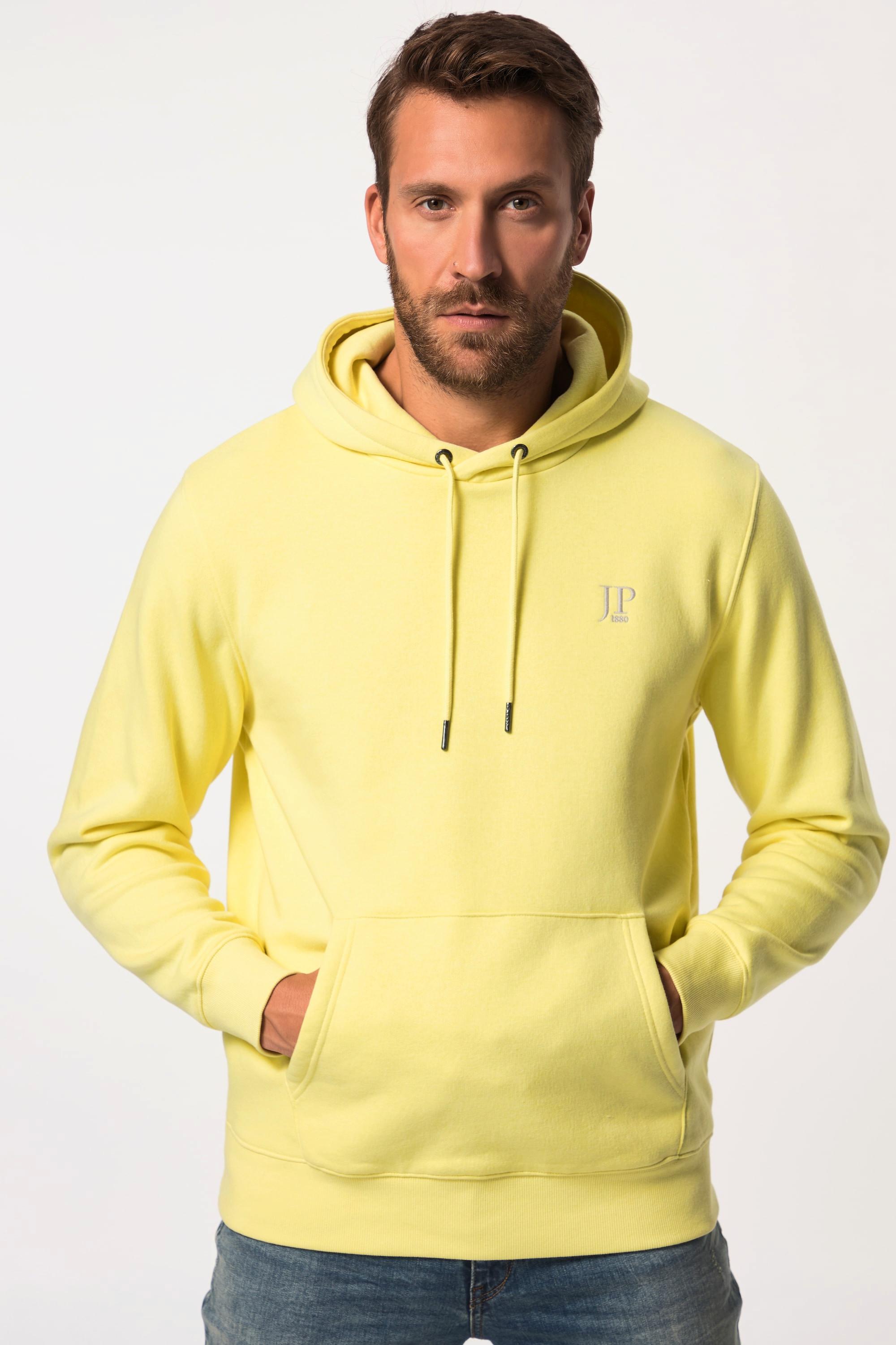 JP1880  Sweat-shirt à capuche. Poche kangourou et imprimé poitrine vert citron 