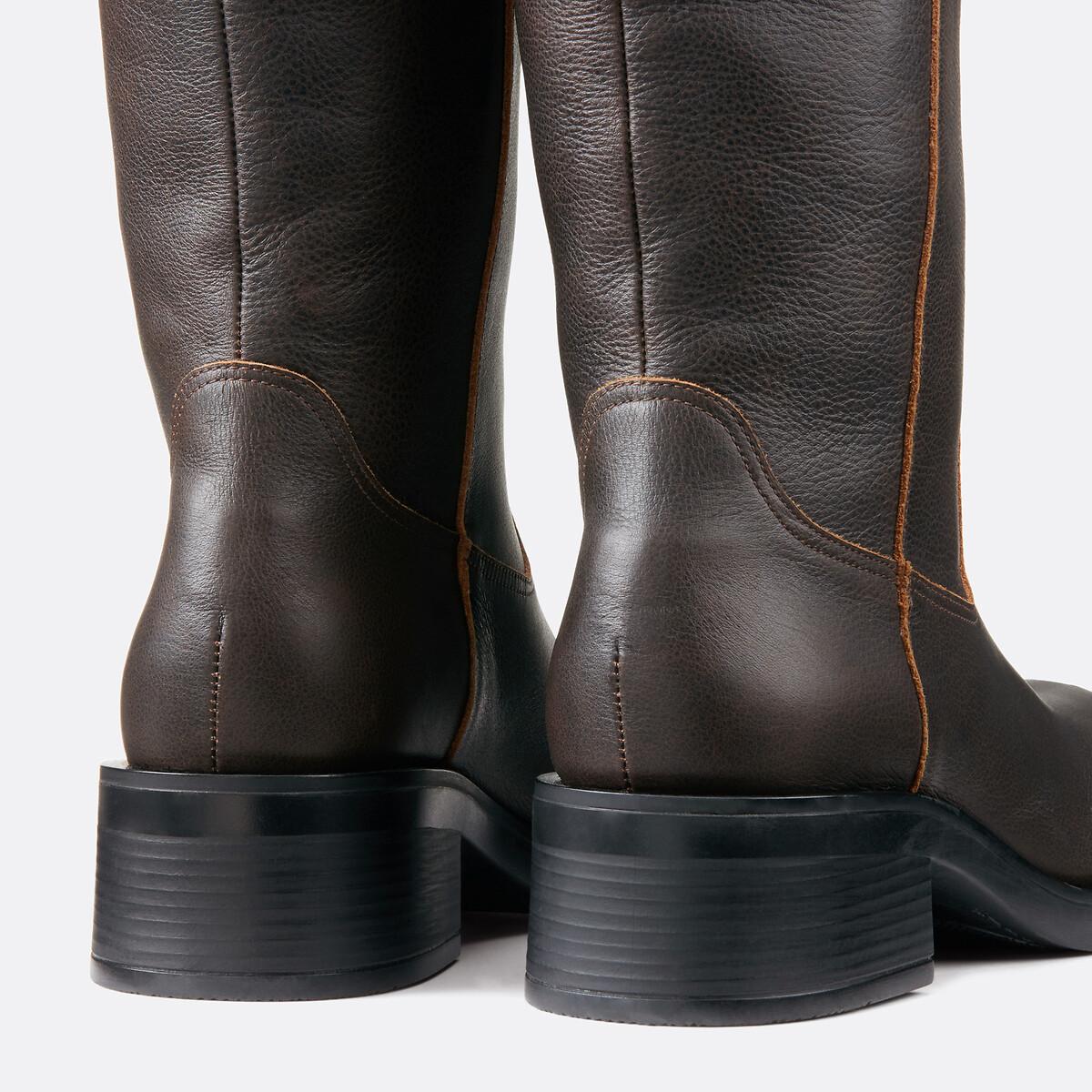 La Redoute Collections  Bottes droites esprit motard en cuir 