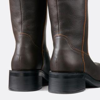 La Redoute Collections  Bottes droites esprit motard en cuir 