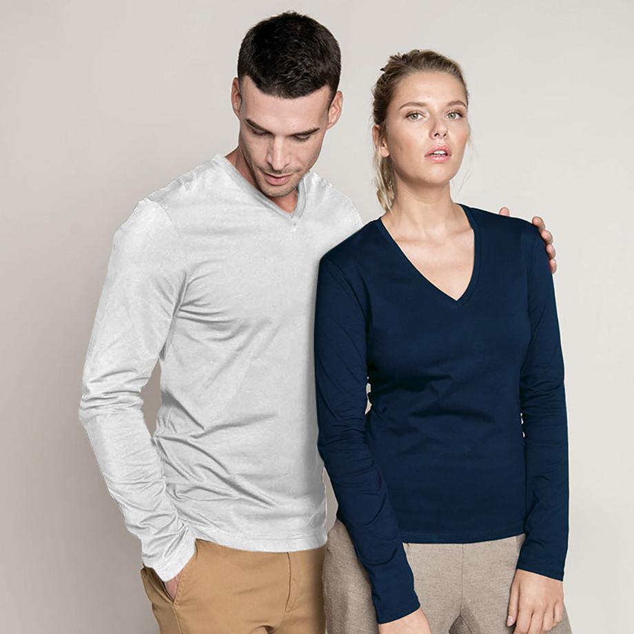 Kariban  T-ShirtÀ Manches Longues Et Col En V Coupe Cintrée 
