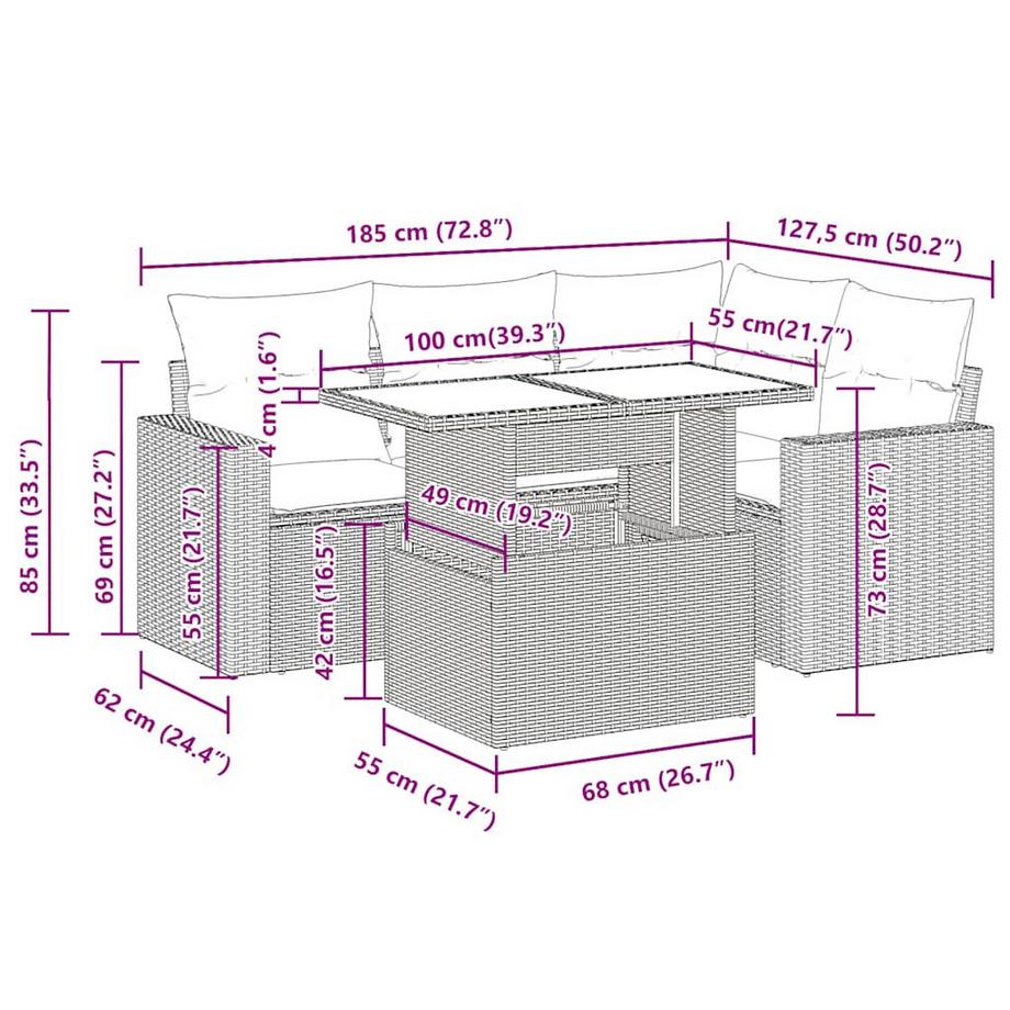 VidaXL Garten sofagarnitur poly-rattan  