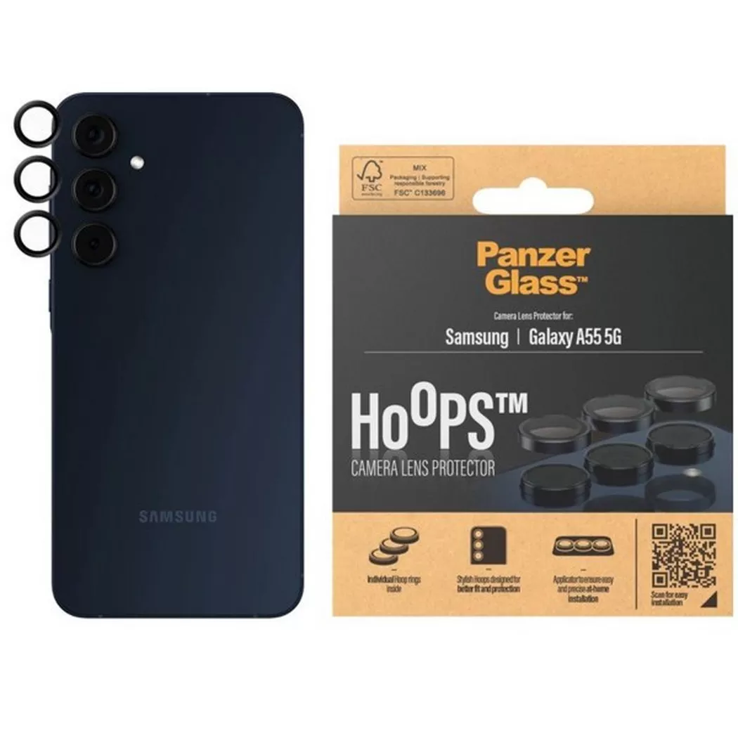 PanzerGlass ® Hoops® Camera Lens Protector Black Samsung Galaxy A55 5G Clear screen protector 1 pc(s)