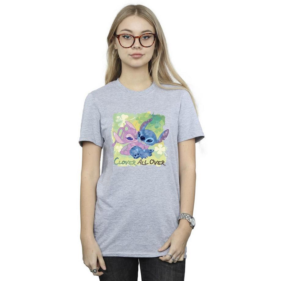 Disney St Patrick's Day Stitch und Angel Clover All Over T-Shirt  