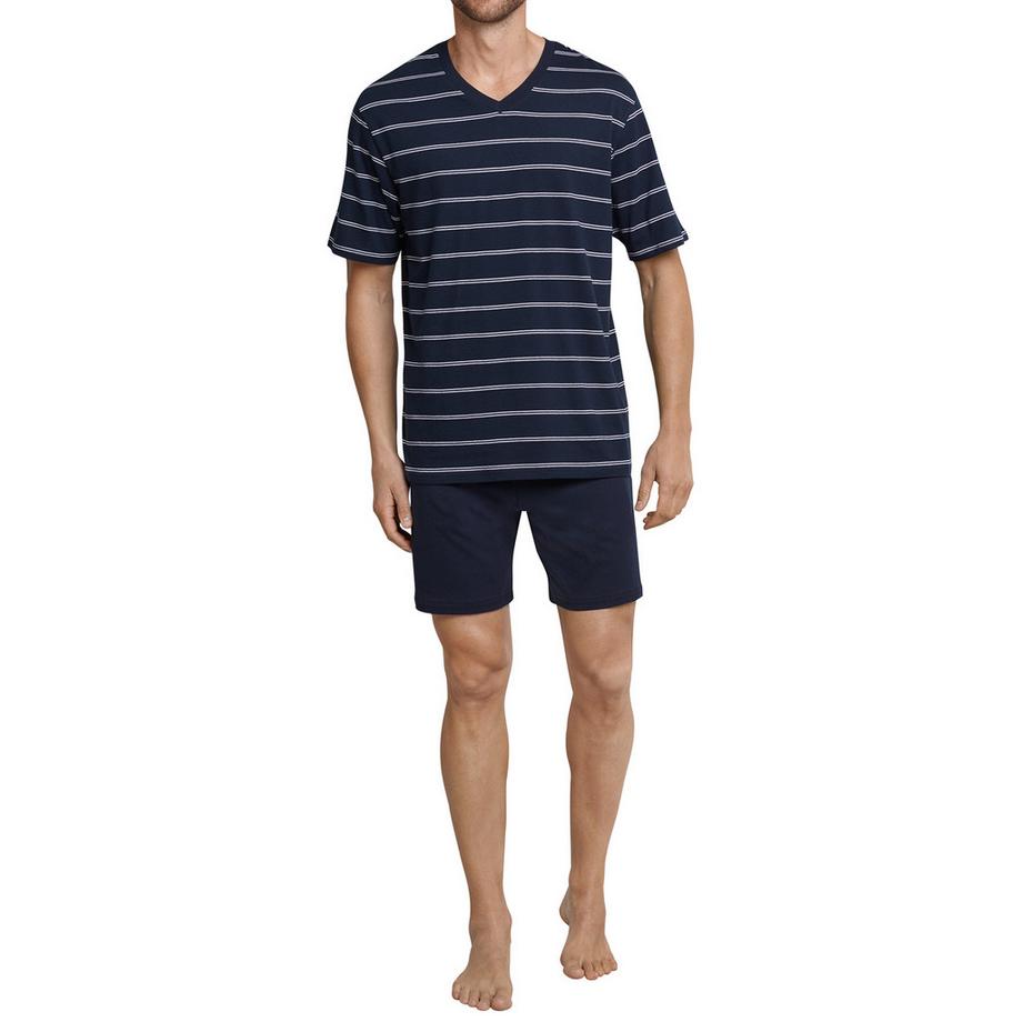 Schiesser Comfort Fit Gestreiftes Kurzarm Pyjama Set  