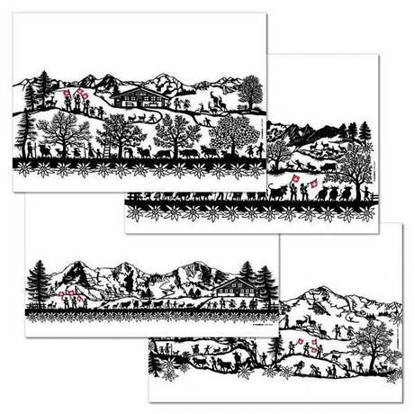 trendform Sets de table en papier SWISS TRADITION 1 4 x 12 feuilles  