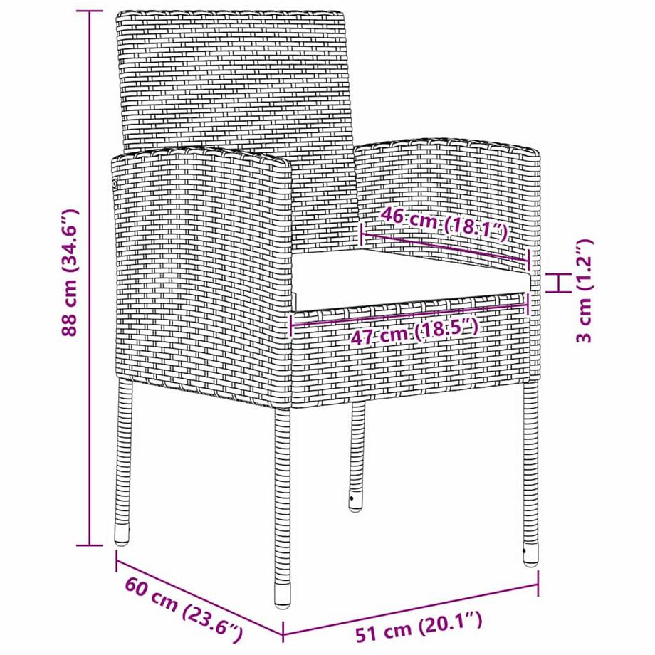 VidaXL Set da Pranzo per Giardino Polyrattan  