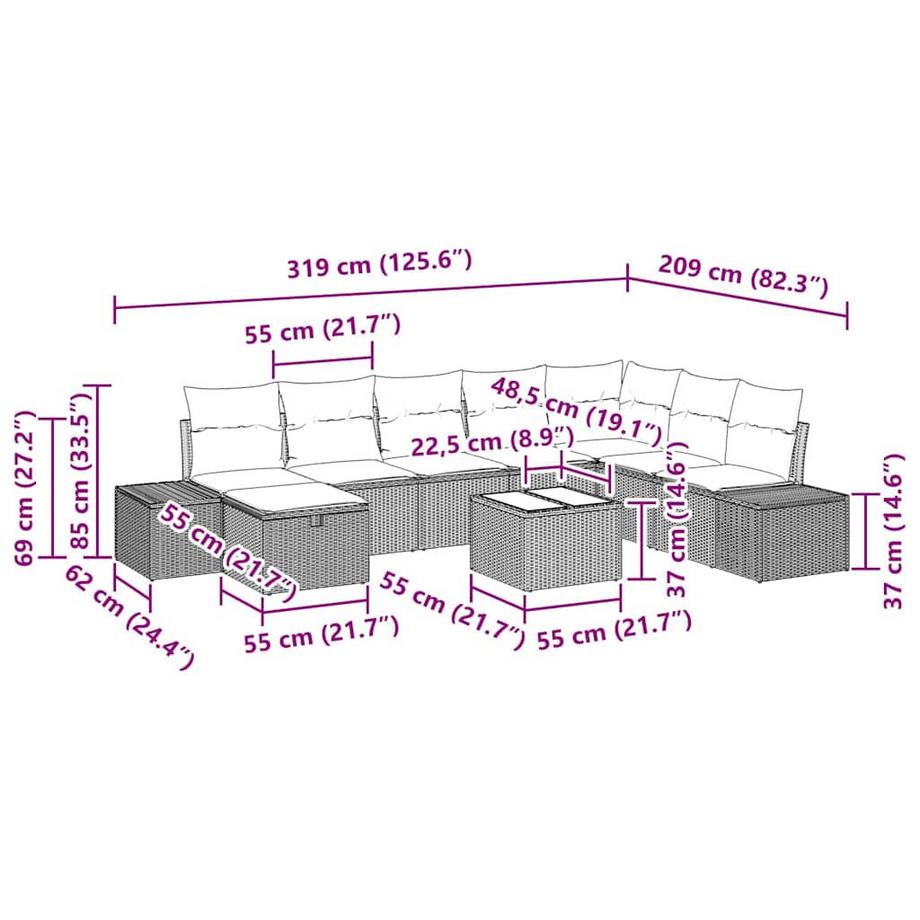 VidaXL Gartensofa-set poly-rattan  