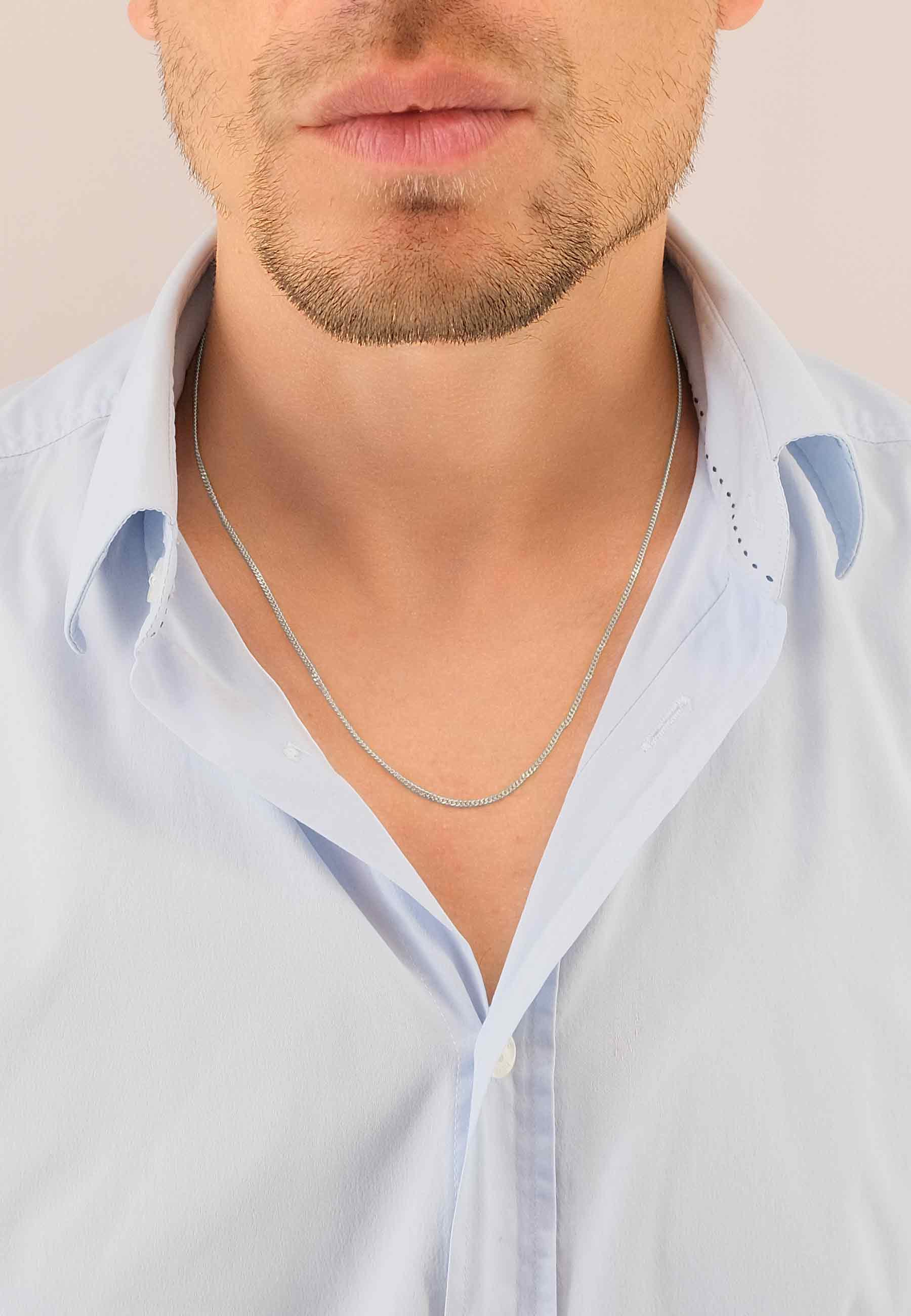 MUAU Schmuck  Collier Panzer Weissgold 375, 1.6mm, 40cm 