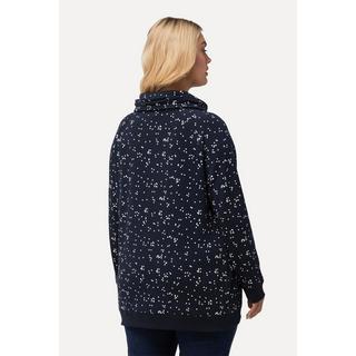 Ulla Popken  Sweat-shirt imprimé à petis pois. Poches, col montant et manches longues 