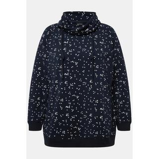 Ulla Popken  Sweat-shirt imprimé à petis pois. Poches, col montant et manches longues 