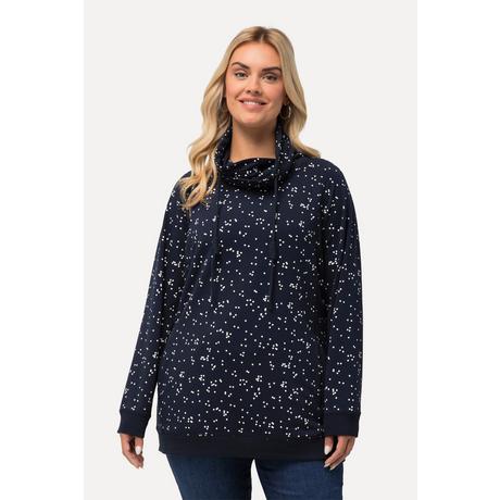 Ulla Popken  Sweat-shirt imprimé à petis pois. Poches, col montant et manches longues 