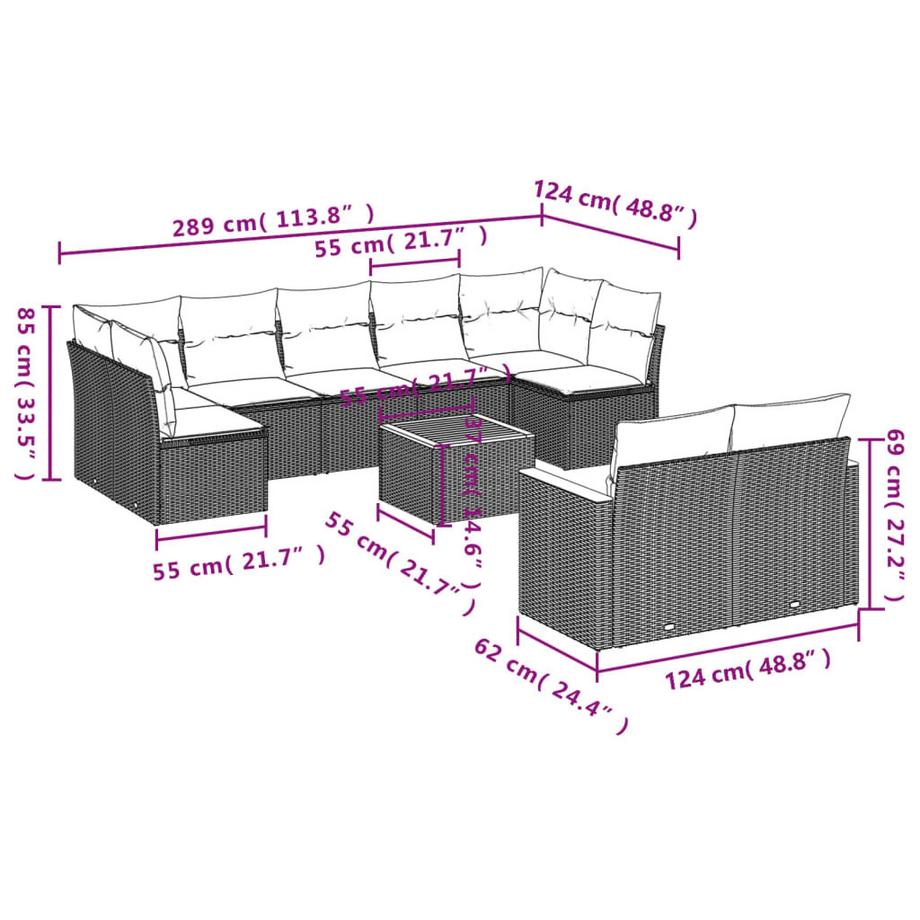 VidaXL Garten sofagarnitur poly-rattan  