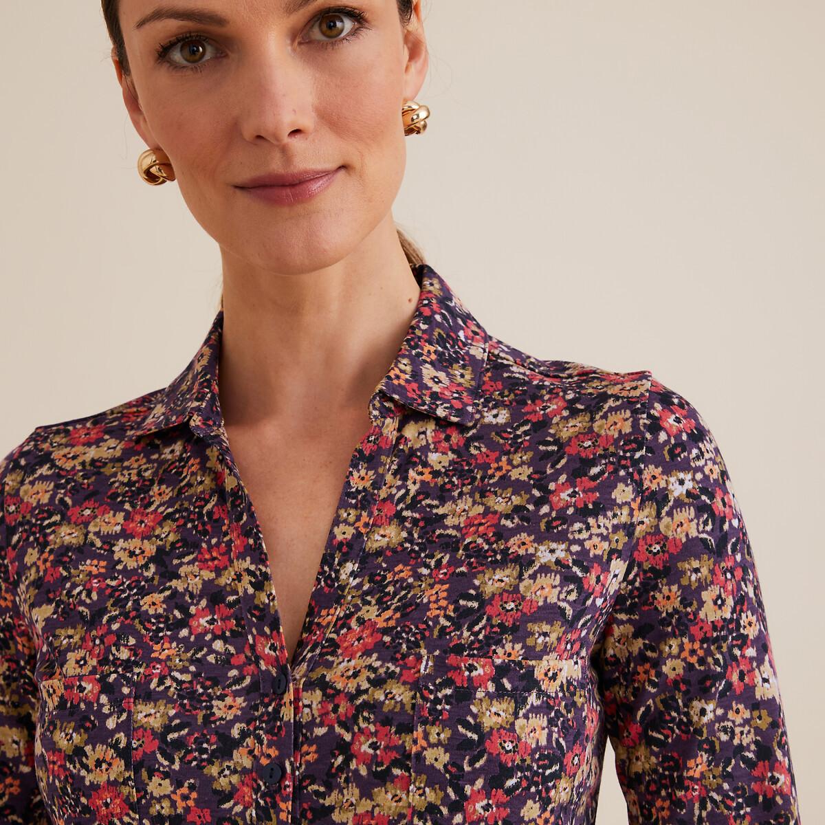 La Redoute Collections  Gemustertes Langarmshirt mit Polokragen 