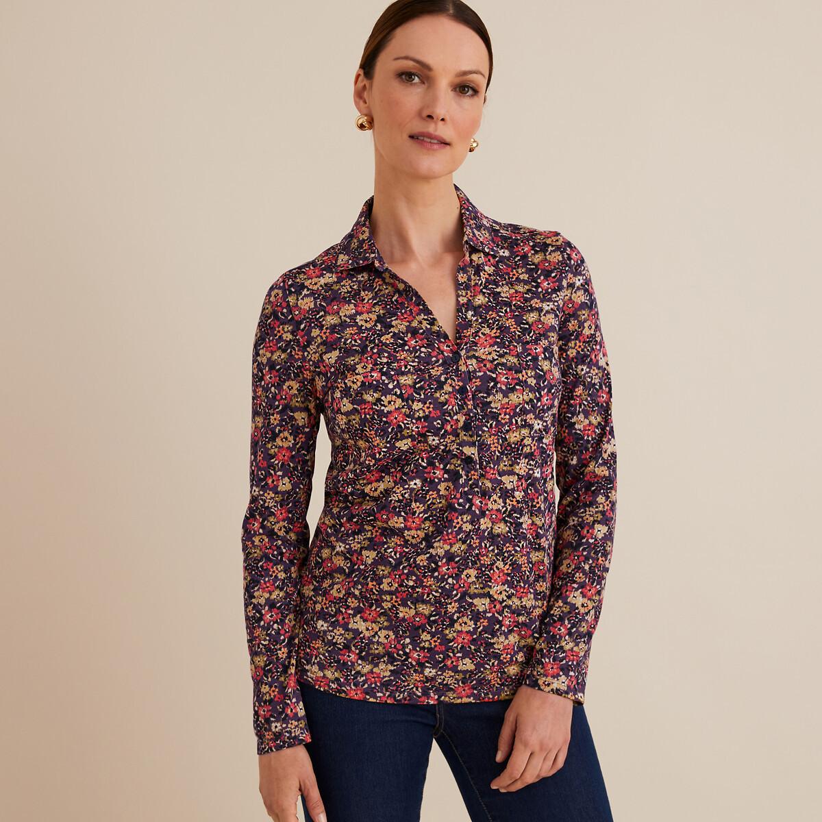 La Redoute Collections  Gemustertes Langarmshirt mit Polokragen 