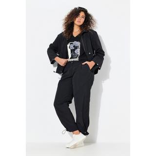 Ulla Popken Cargohose Weites Bein Ziernähte Elastiksaum  