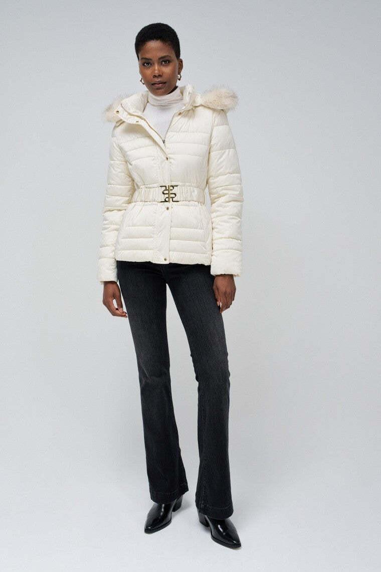 Salsa Short Puffer Coat With Fur Hood  