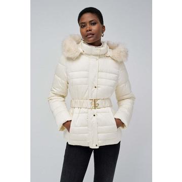Veste matelassée Short Puffer Coat With Fur Hood