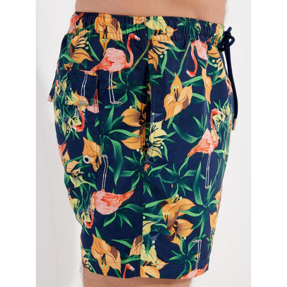 HOM Short de bain imprimé flamant rose  