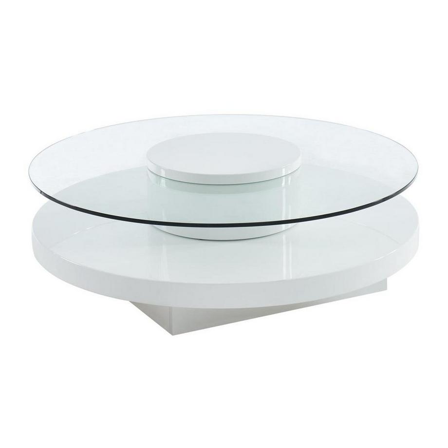 Table basse RYHALI Plateau pivotant Verre trempé MDF