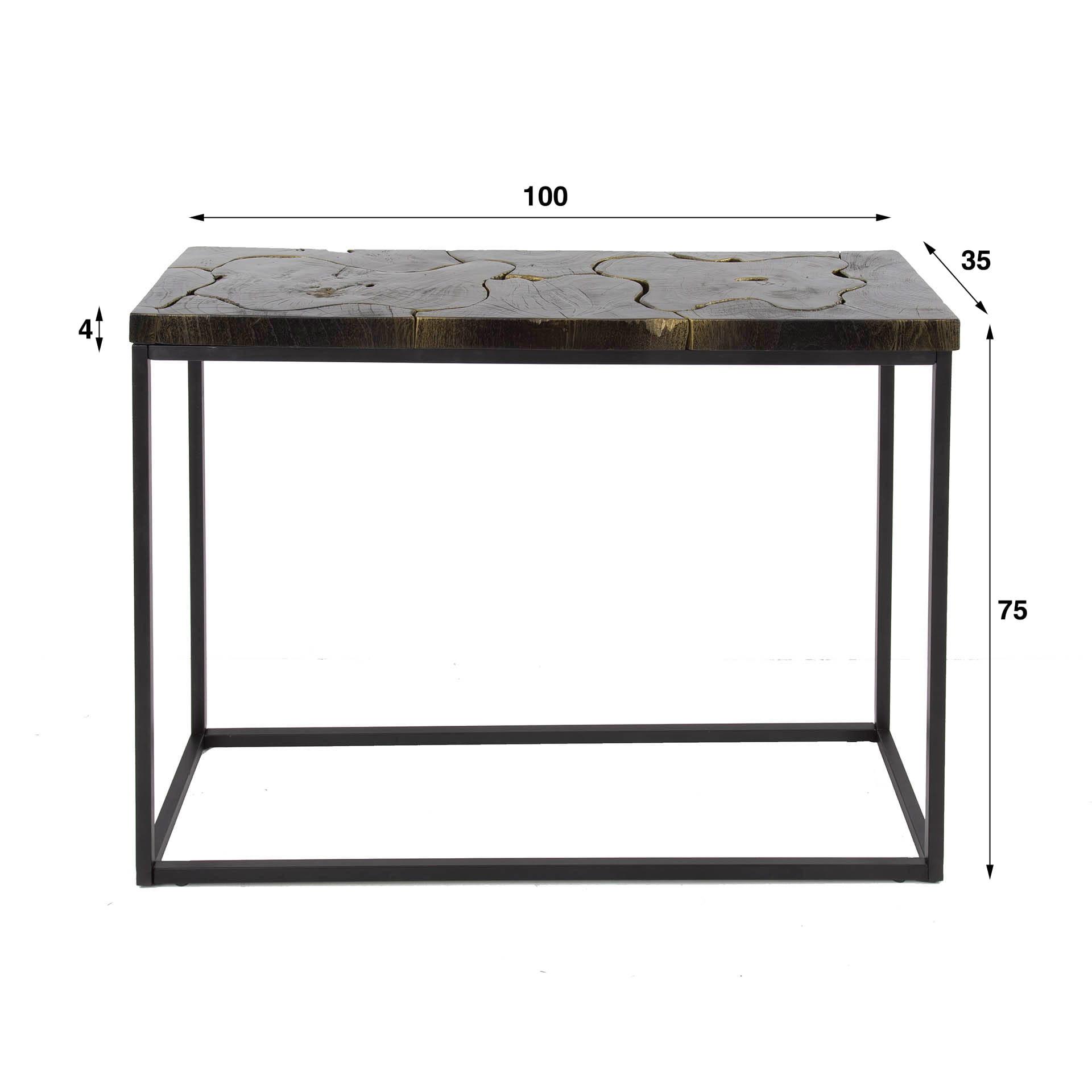 mutoni Table console Teck Noir&Or  