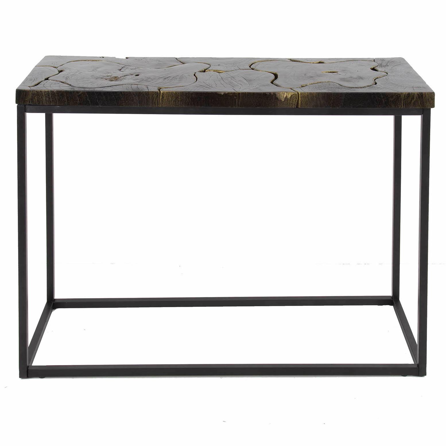 mutoni Table console Teck Noir&Or  