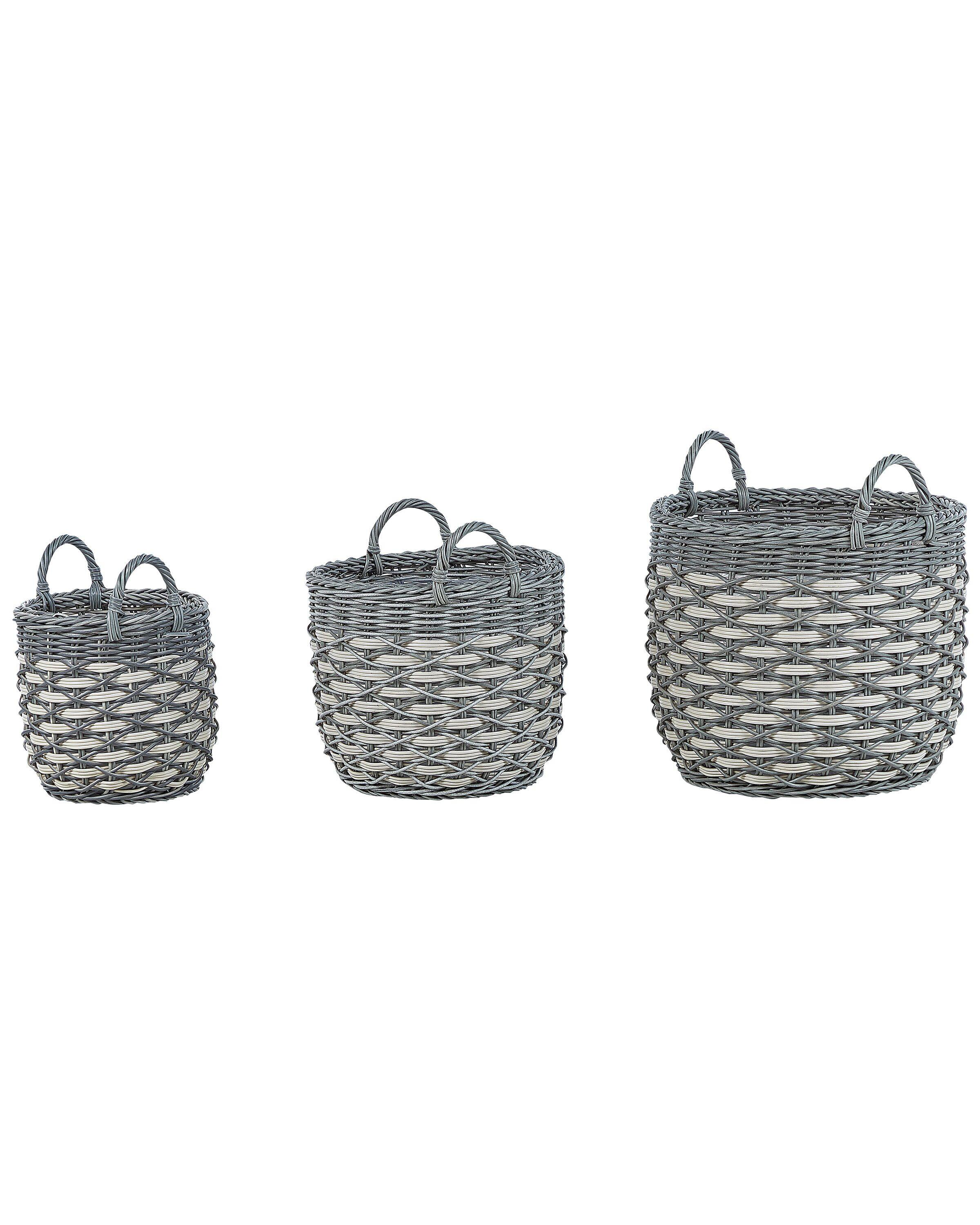 Beliani Set di 3 vasi per piante en Rattan sintetico Boho GEFIRA  