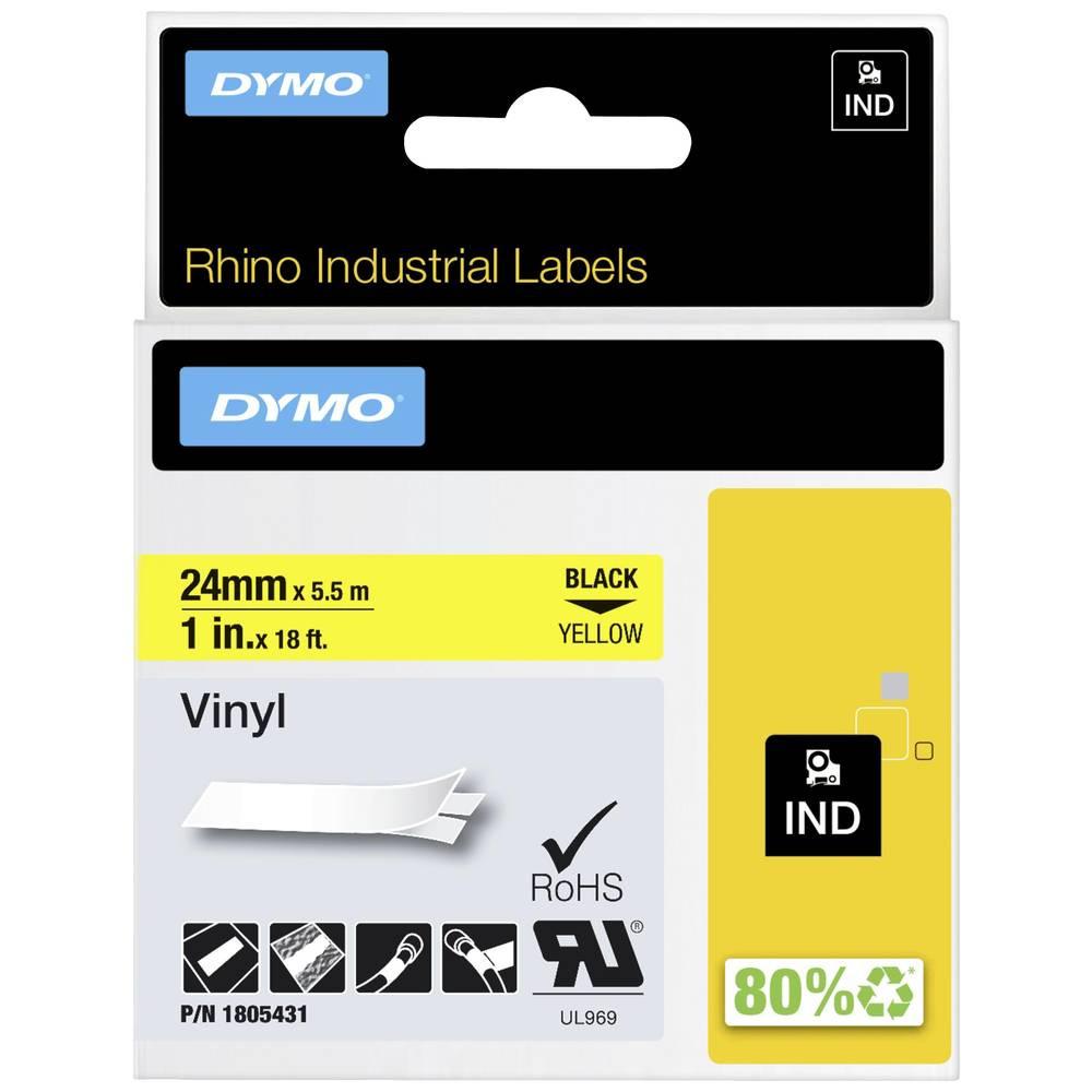 Dymo  Cassetta nastro  IND RHINO  Vinile Colore Nastro: Giallo Colore carattere:Nero 24 mm 5.5 m 