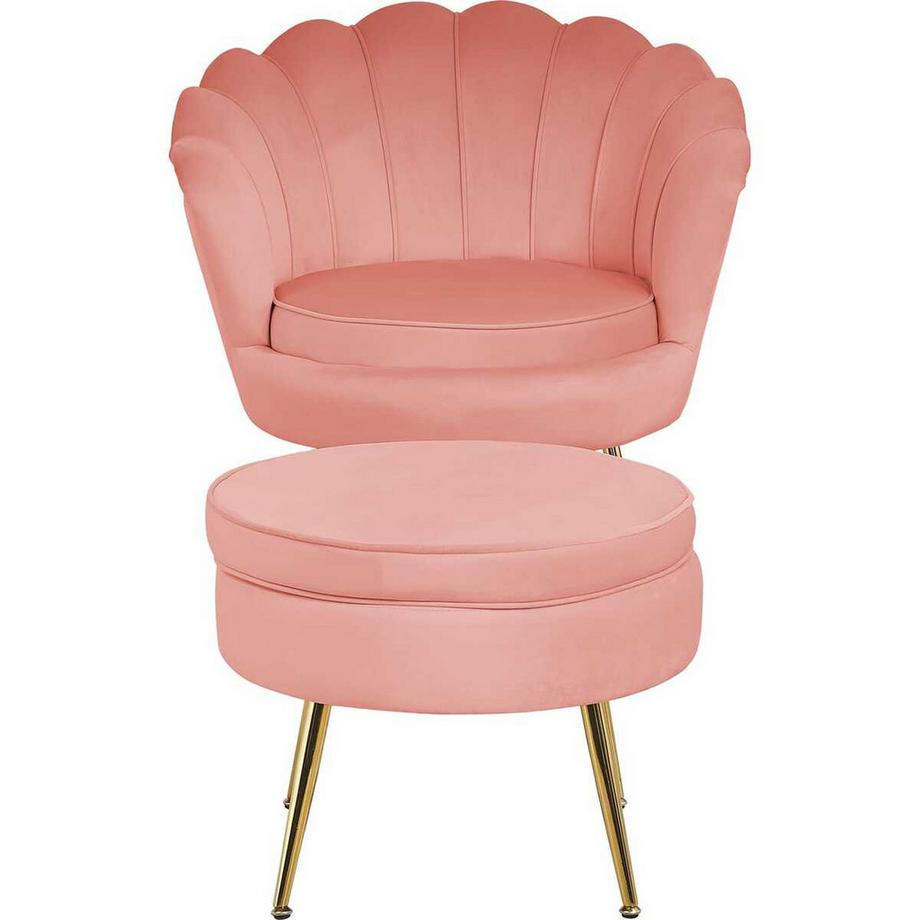 mutoni Pouf en velours rose  