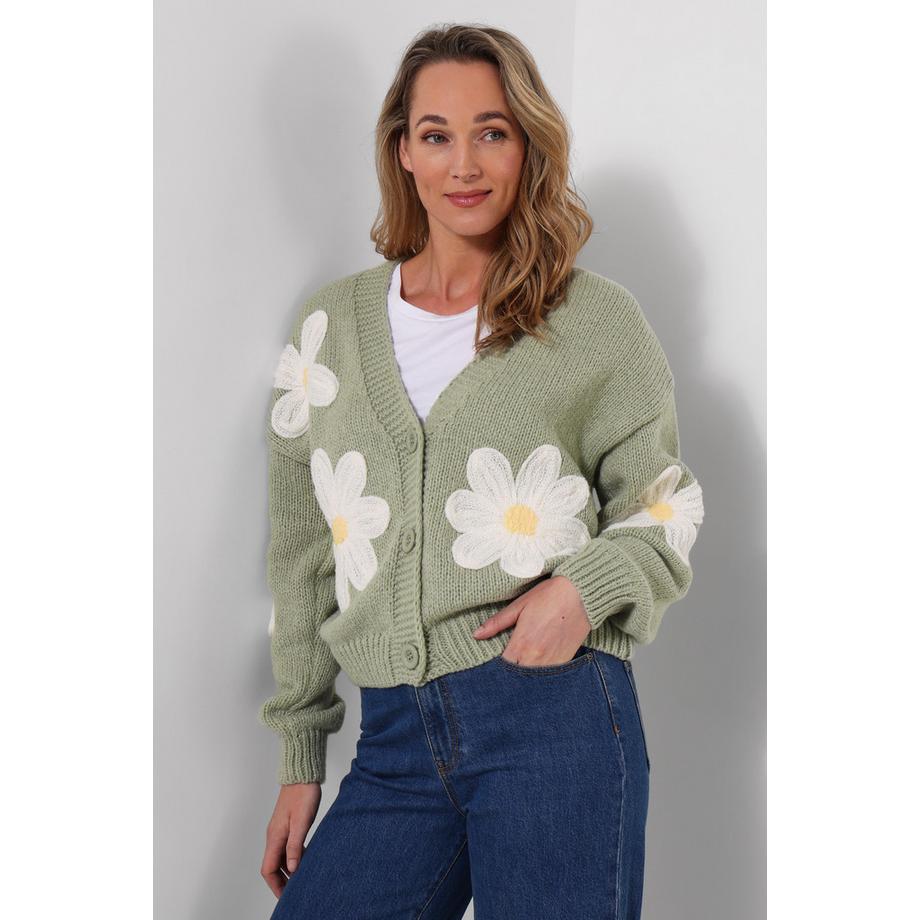 Winter Walks Strickjacke mit Blumenstickerei