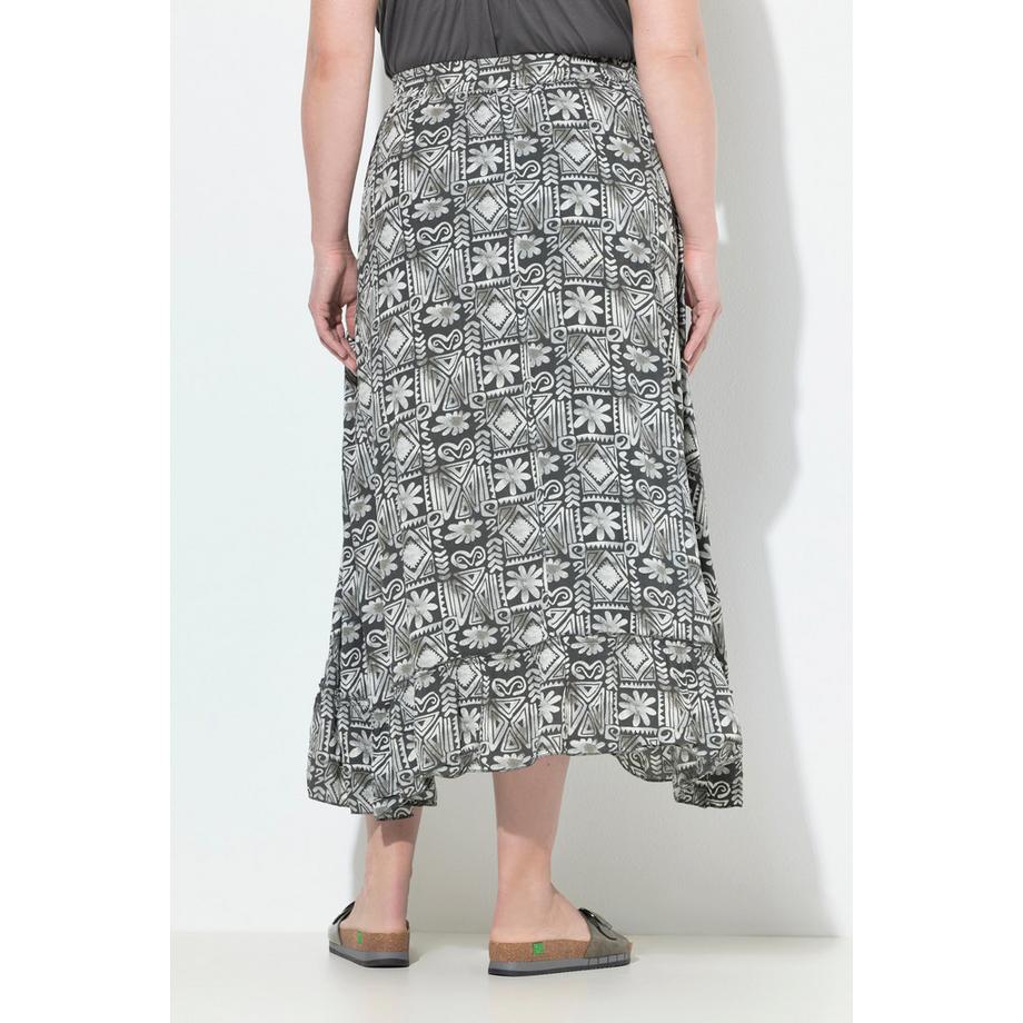 Ulla Popken Gonna Maxi Orlo Volant Più Corto Davanti  