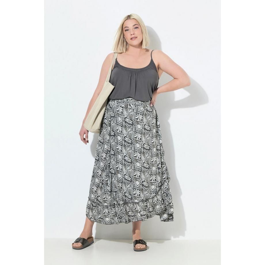 Ulla Popken Gonna Maxi Orlo Volant Più Corto Davanti  