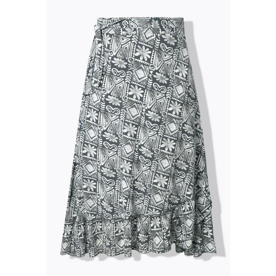 Ulla Popken Gonna Maxi Orlo Volant Più Corto Davanti  