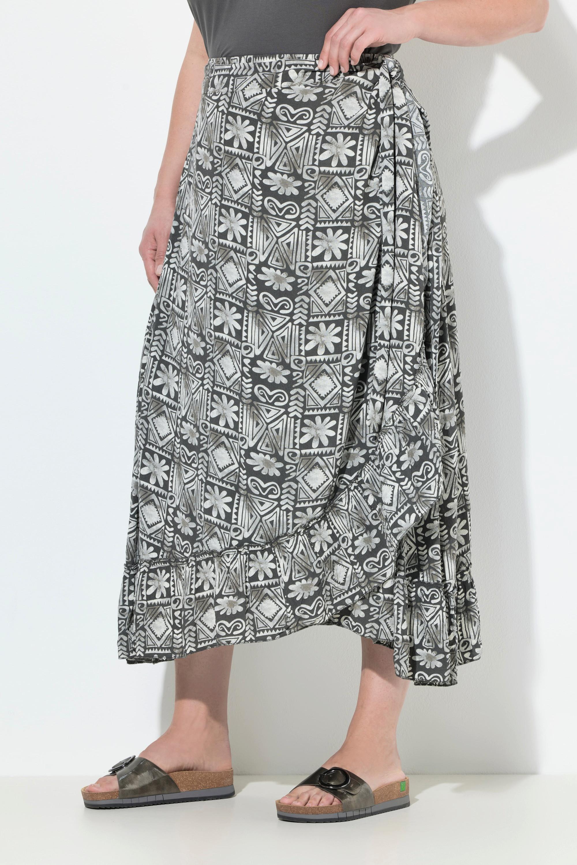 Ulla Popken Maxirock Volantsaum vorne kürzer  