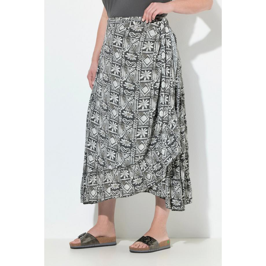 Ulla Popken Gonna Maxi Orlo Volant Più Corto Davanti  