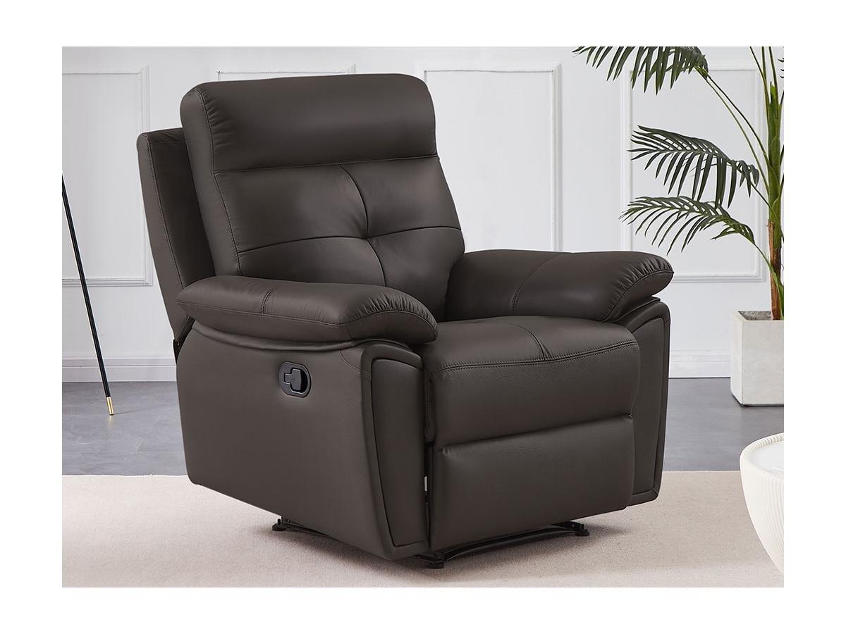 Vente-unique Canapé 3 places et fauteuil relax en cuir marron VINETA  