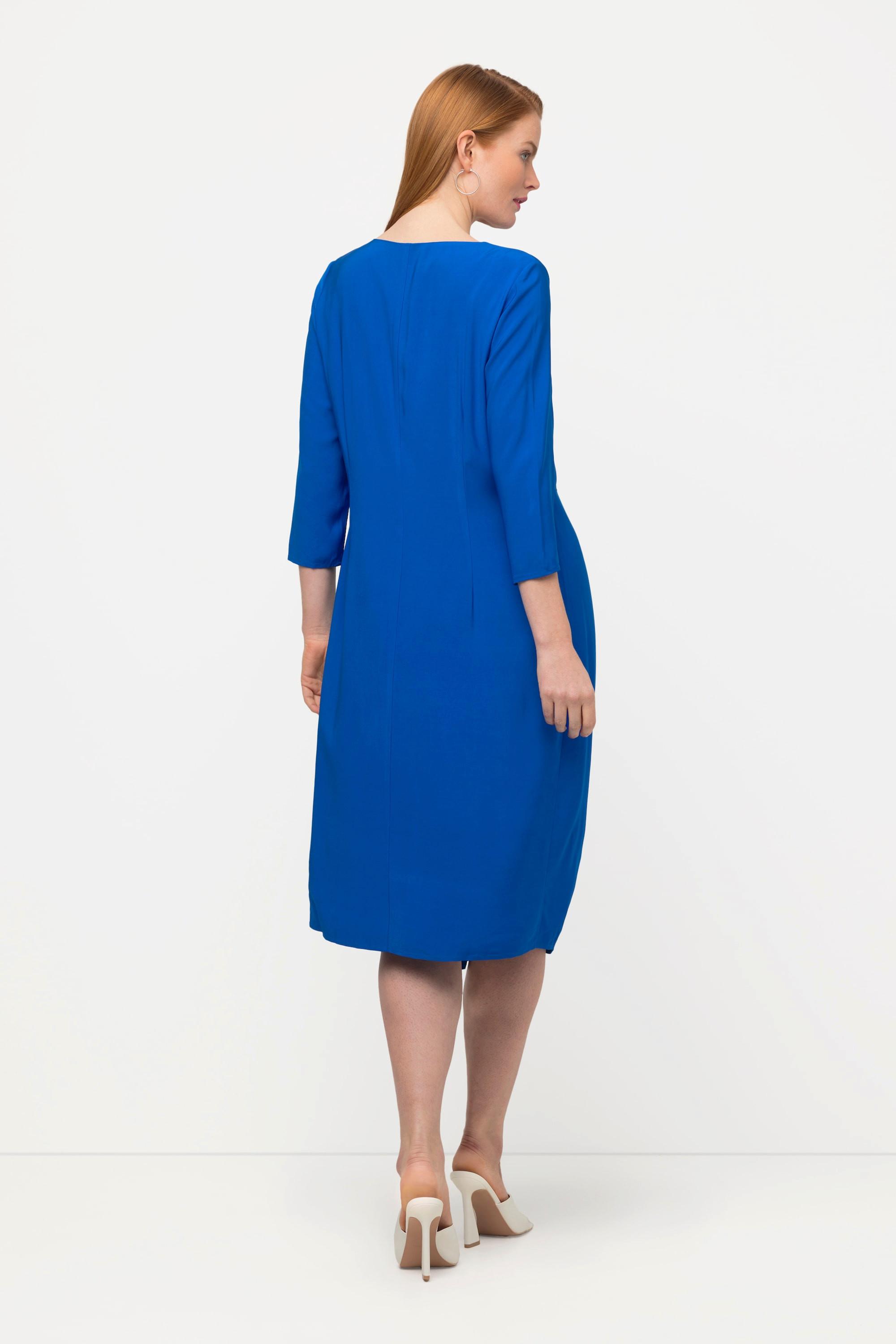 Ulla Popken  Kleid, asymmetrischer V-Ausschnitt, 3/4-Arm 