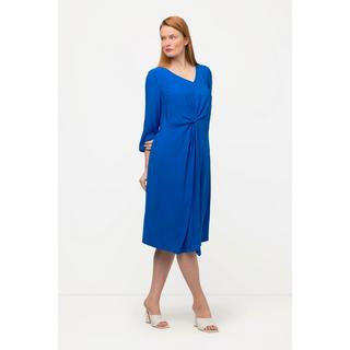 Ulla Popken  Kleid, asymmetrischer V-Ausschnitt, 3/4-Arm 