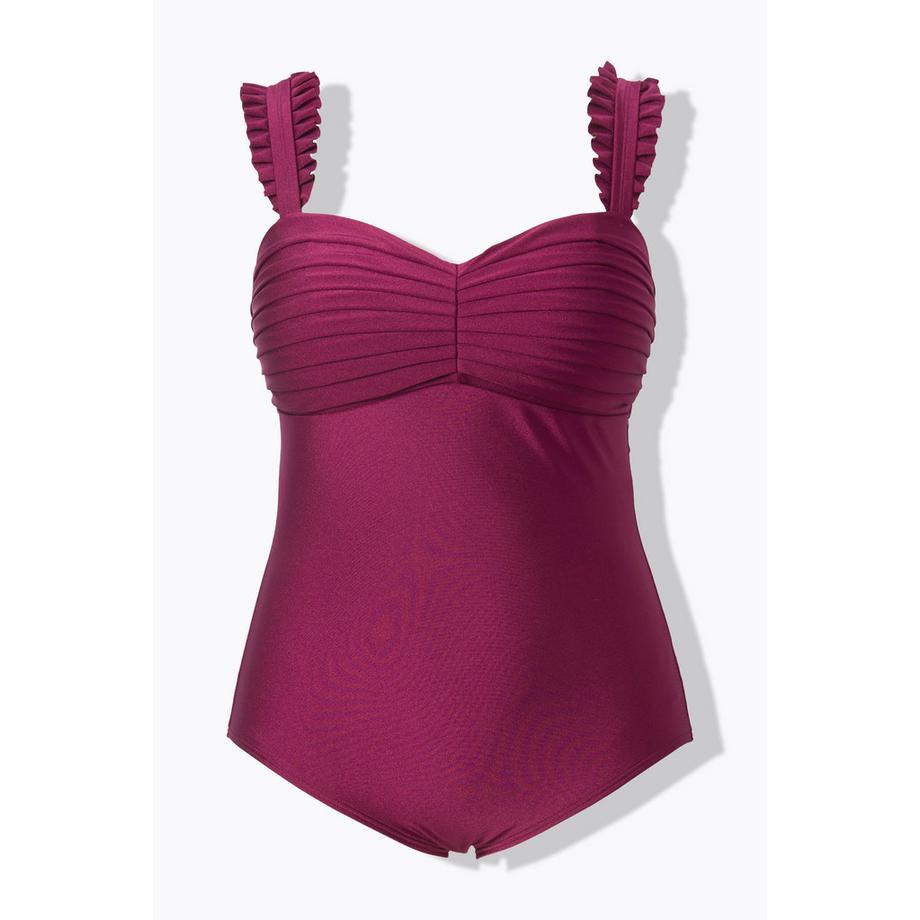 Ulla Popken Badeanzug Falten Softcups Verstellbare Träger  