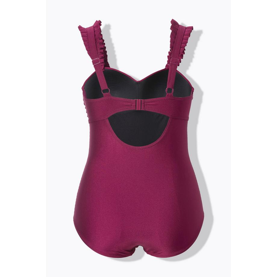 Ulla Popken Badeanzug Falten Softcups Verstellbare Träger  