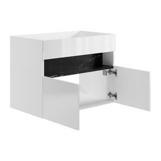 Vente-unique Mobile sotto lavabo per bagno con LED Bianco e Nero effetto marmo L80 cm POZEGA  