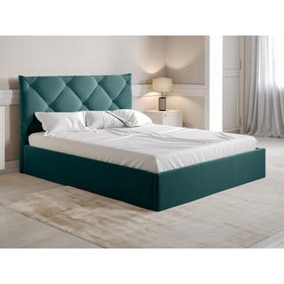 PASCAL MORABITO Lit coffre 140 x 190 cm - Velours - Bleu canard + Matelas - STARI de Pascal Morabito  