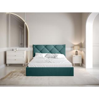 PASCAL MORABITO Lit coffre 140 x 190 cm - Velours - Bleu canard + Matelas - STARI de Pascal Morabito  