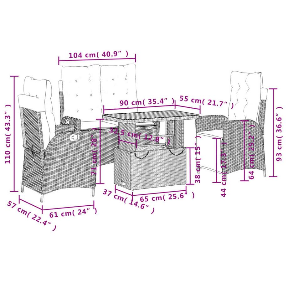 VidaXL Garten essgruppe poly-rattan  