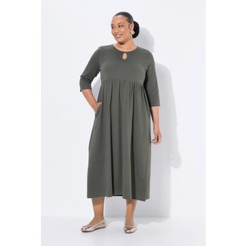 Jersey-Maxikleid, Rundhals, Keyhole, 3/4-Arm, Taschen