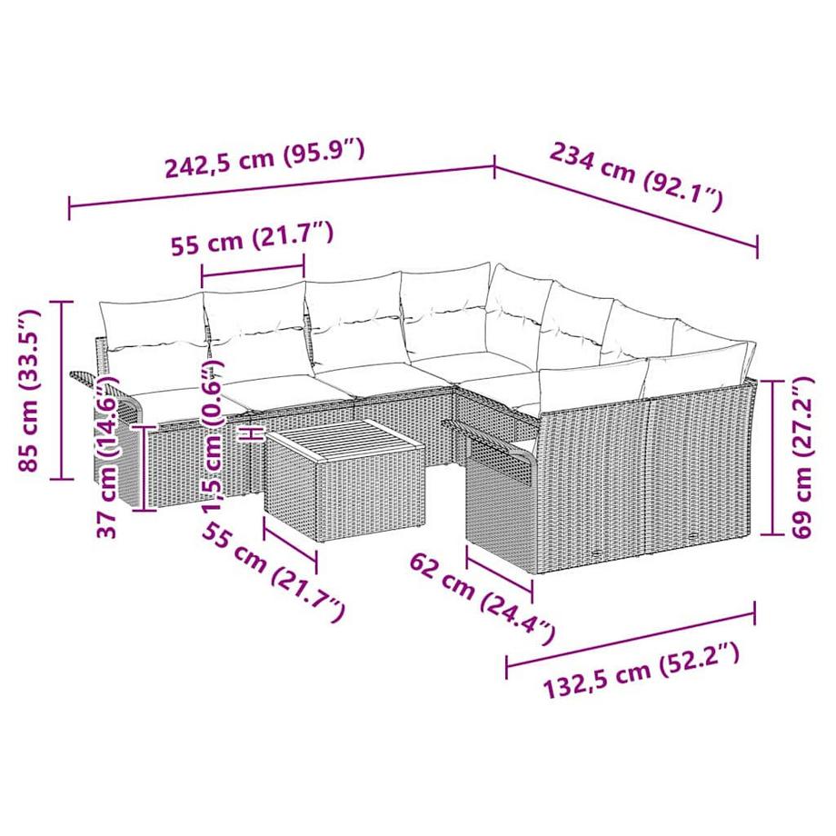 VidaXL Sofa set poly-rattan  