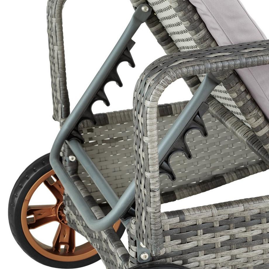 Tectake  Sonnenliege Rattan mit Rollen und Aluminiumgestell 