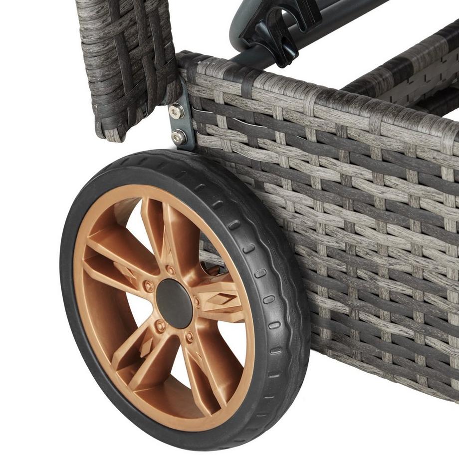 Tectake  Sonnenliege Rattan mit Rollen und Aluminiumgestell 