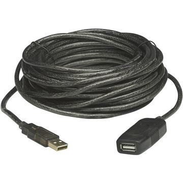 USB-Kabel USB 2.0 USB-A Stecker, USB-A Buchse 20.00 m Schwarz
