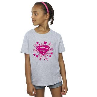 DC COMICS  Superman Pink Hearts And Stars Logo TShirt 