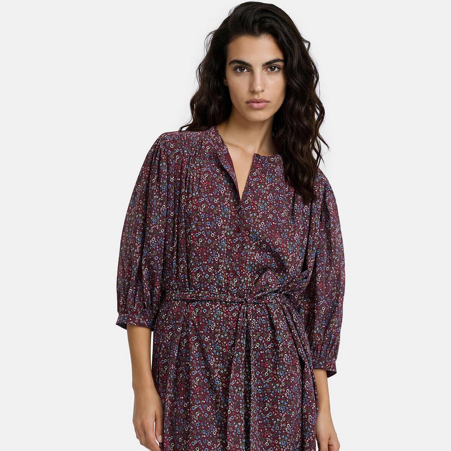 La Redoute Collections Robe longue imprimé floral à manches 3/4 et col rond  